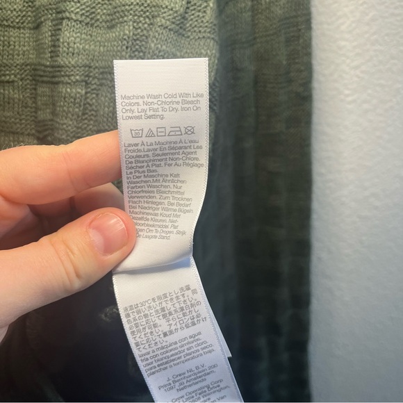 FLAW with Tags Madewell Basket-Weave Stitch Long-Sleeve Sweater Tee Green XS - Picture 10 of 11